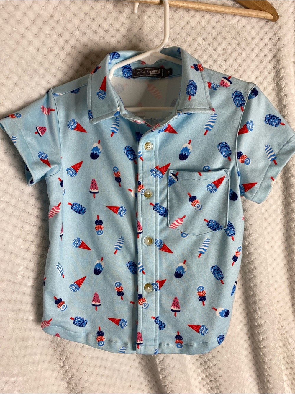 Millie & Maxx Patriotic Ice Cream Print Button Up Shirt
